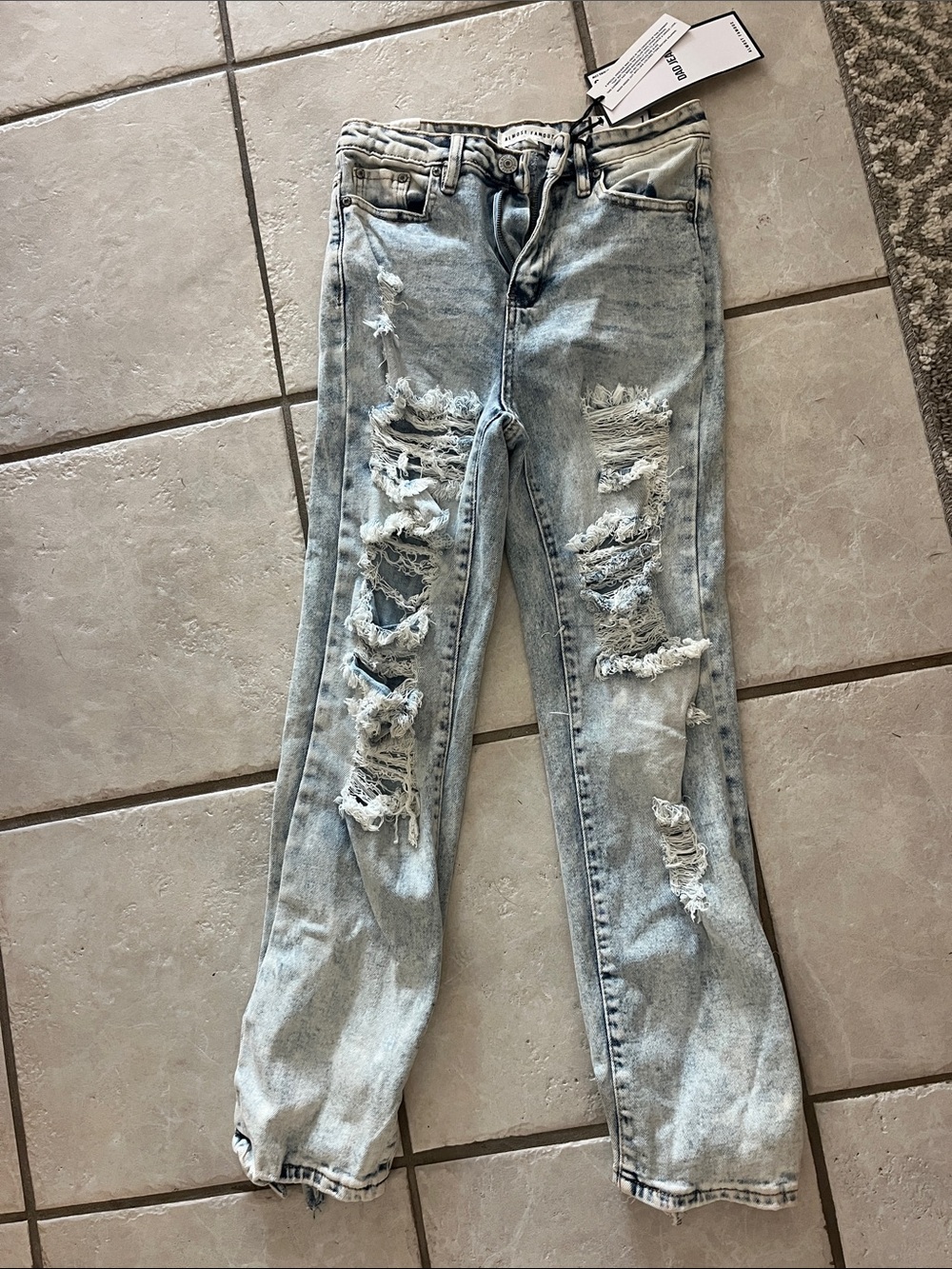 Almost Famous Light Blue Distressed Straight Leg Jeans
